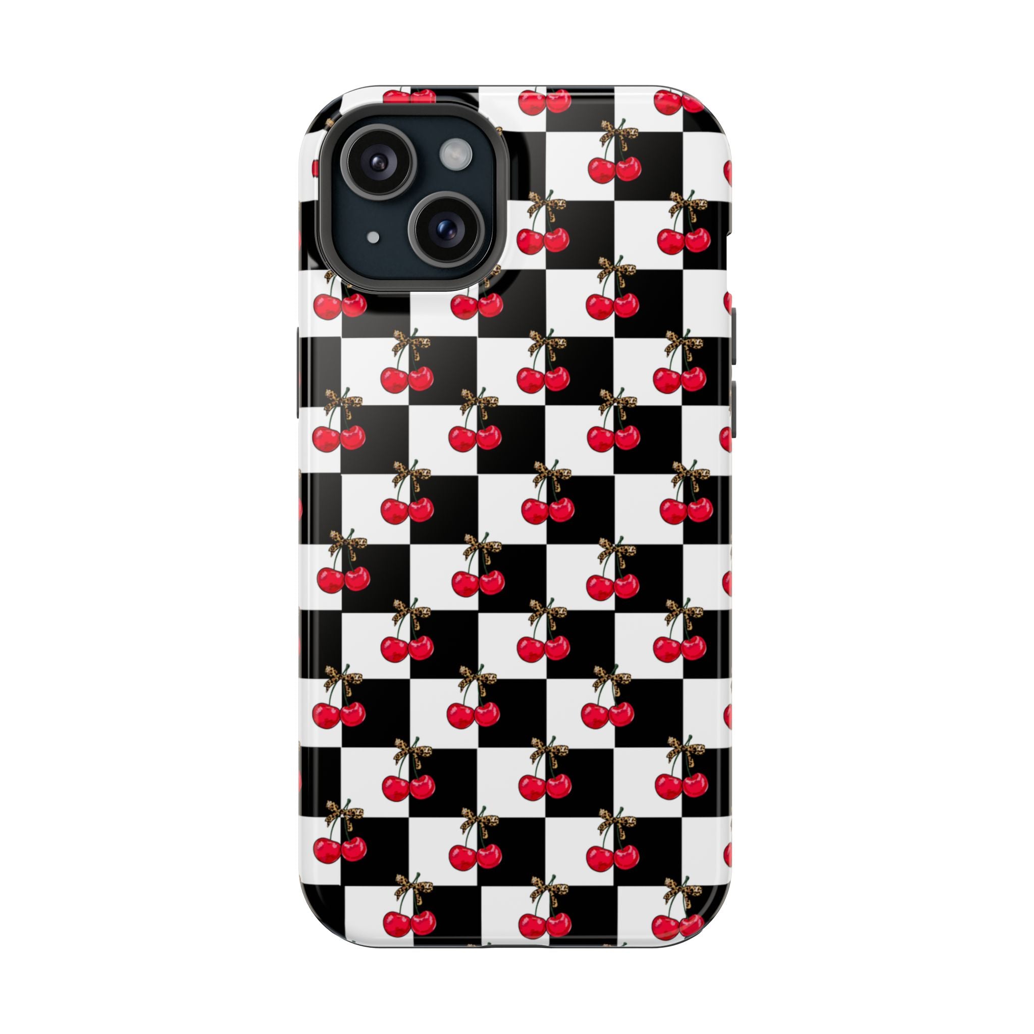 Cherry Checkerboard Impact-Resistant Magnetic Phone Case - iPhone 13 - iPhone 17