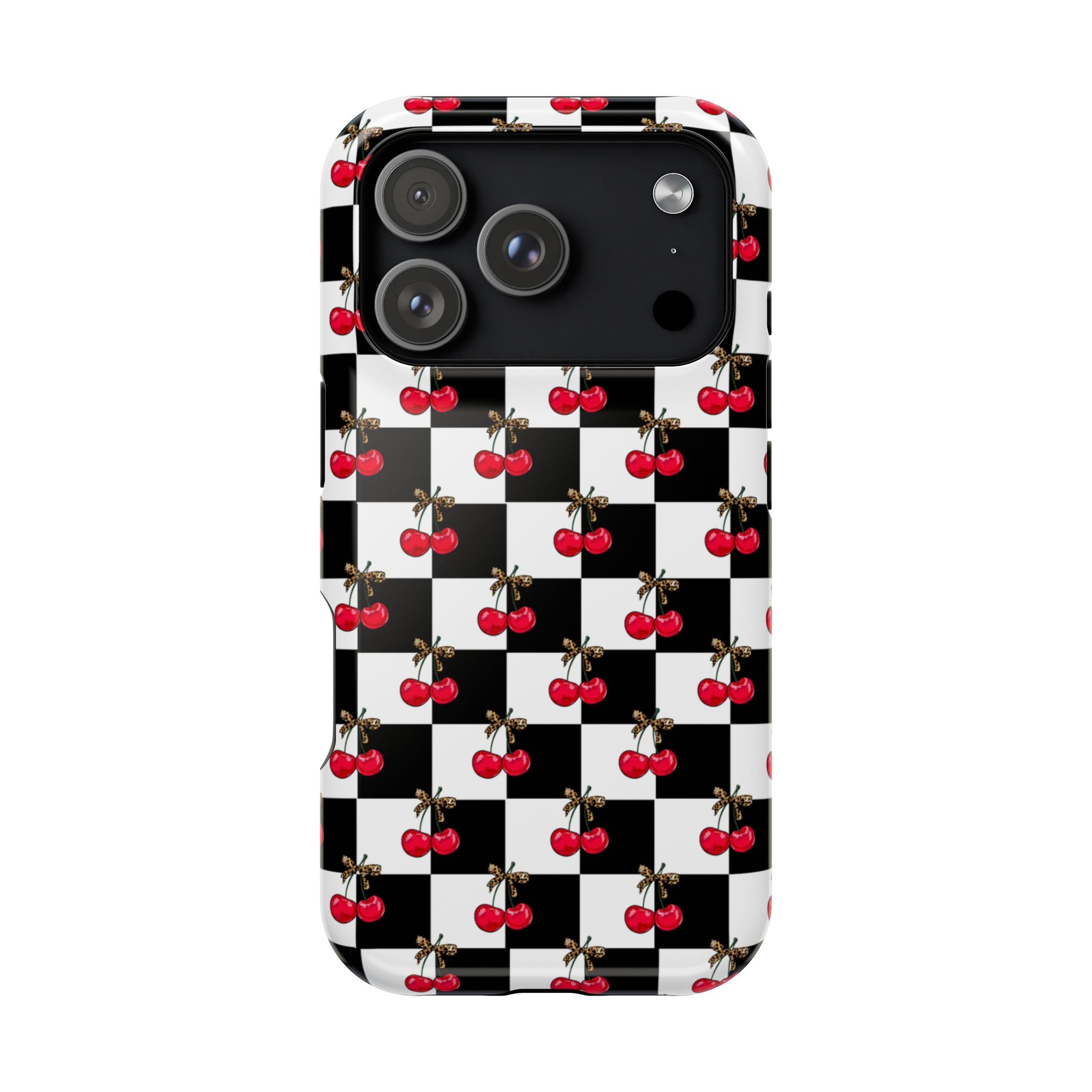 Cherry Checkerboard Impact-Resistant Magnetic Phone Case - iPhone 13 - iPhone 17