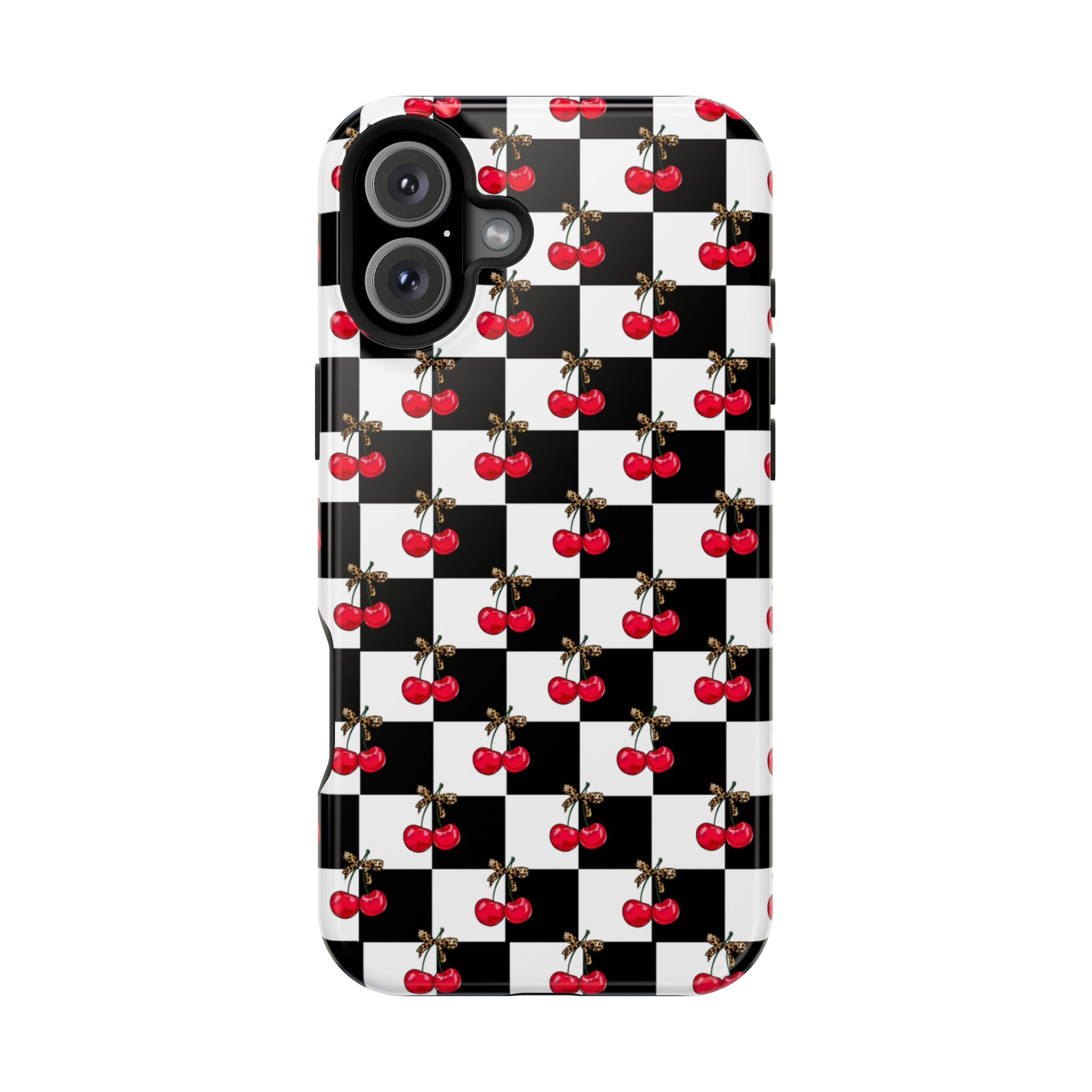 Cherry Checkerboard Impact-Resistant Magnetic Phone Case - iPhone 13 - iPhone 17