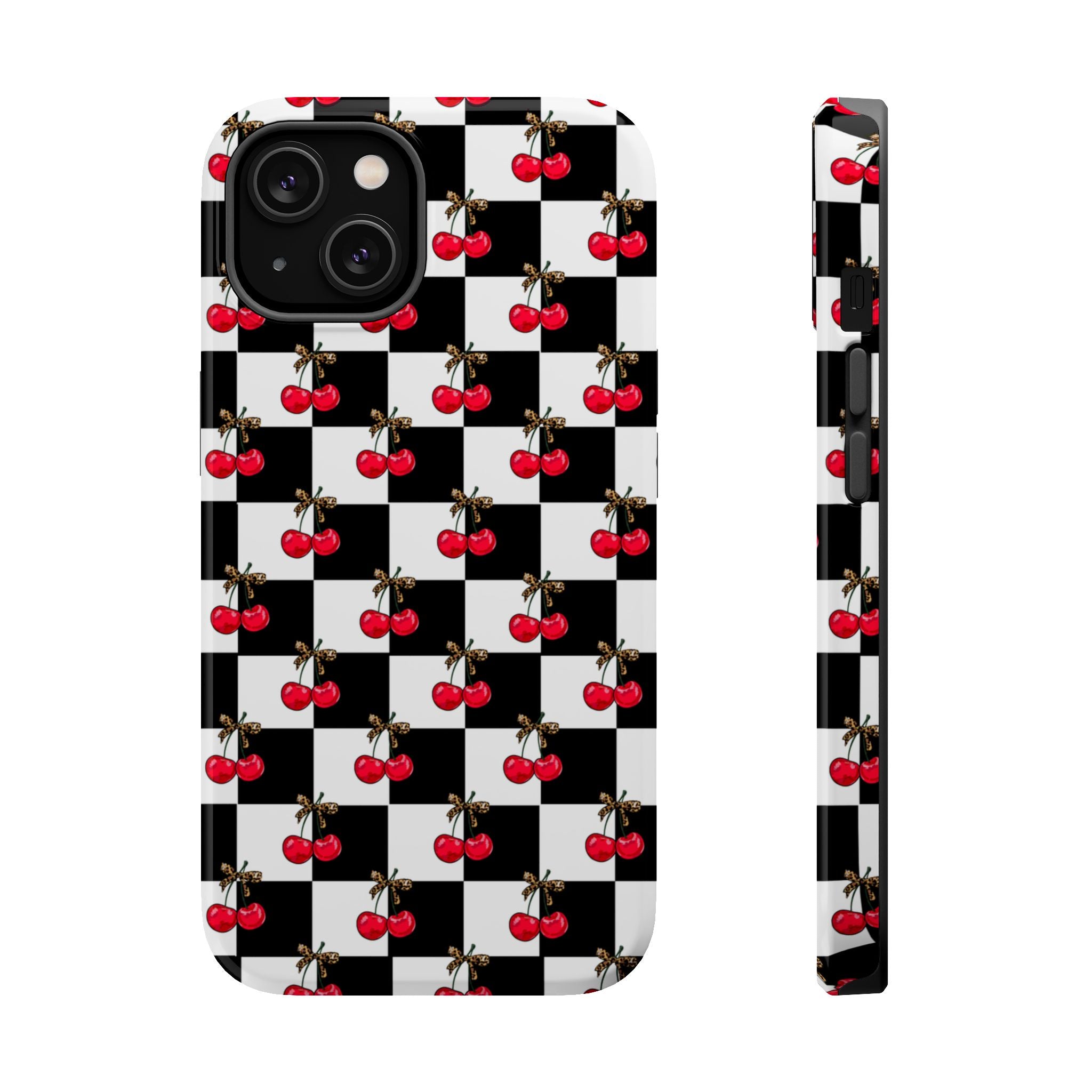 Cherry Checkerboard Impact-Resistant Magnetic Phone Case - iPhone 13 - iPhone 17
