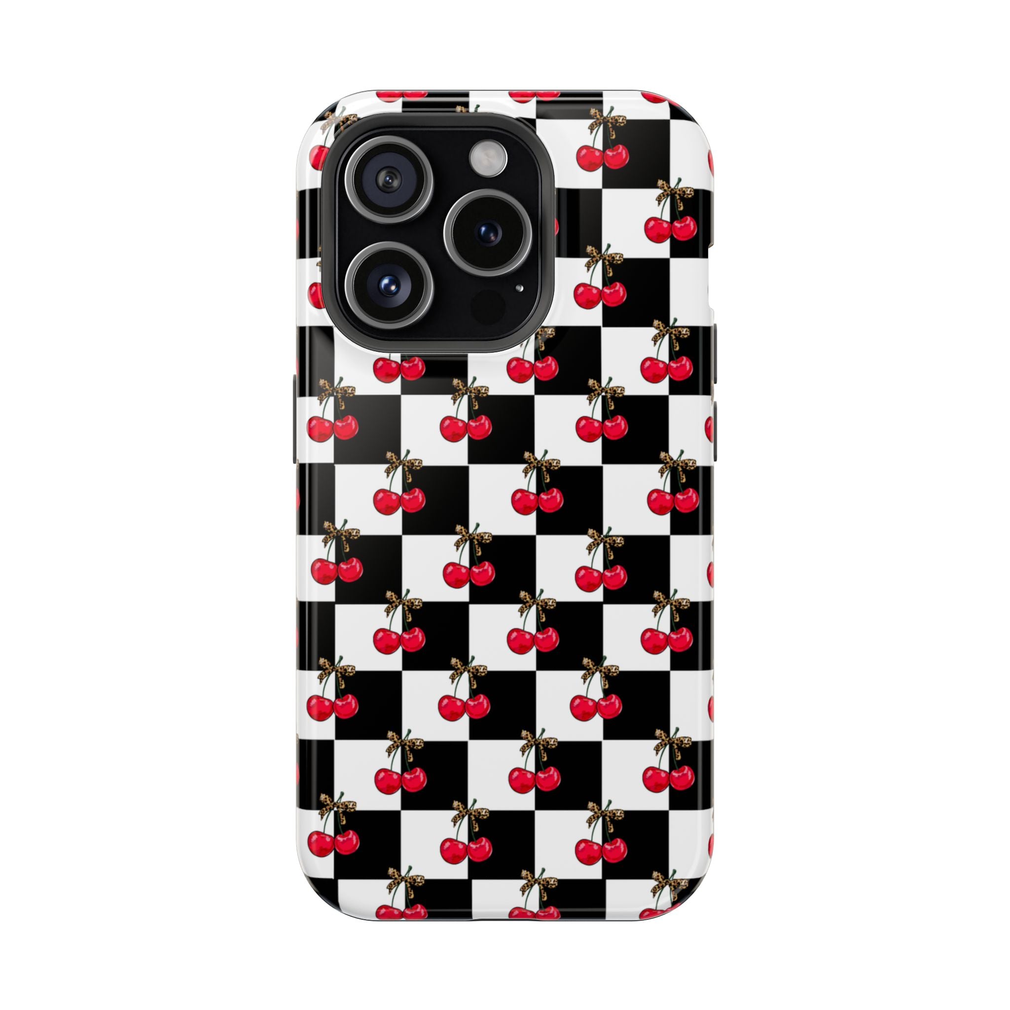 Cherry Checkerboard Impact-Resistant Magnetic Phone Case - iPhone 13 - iPhone 17