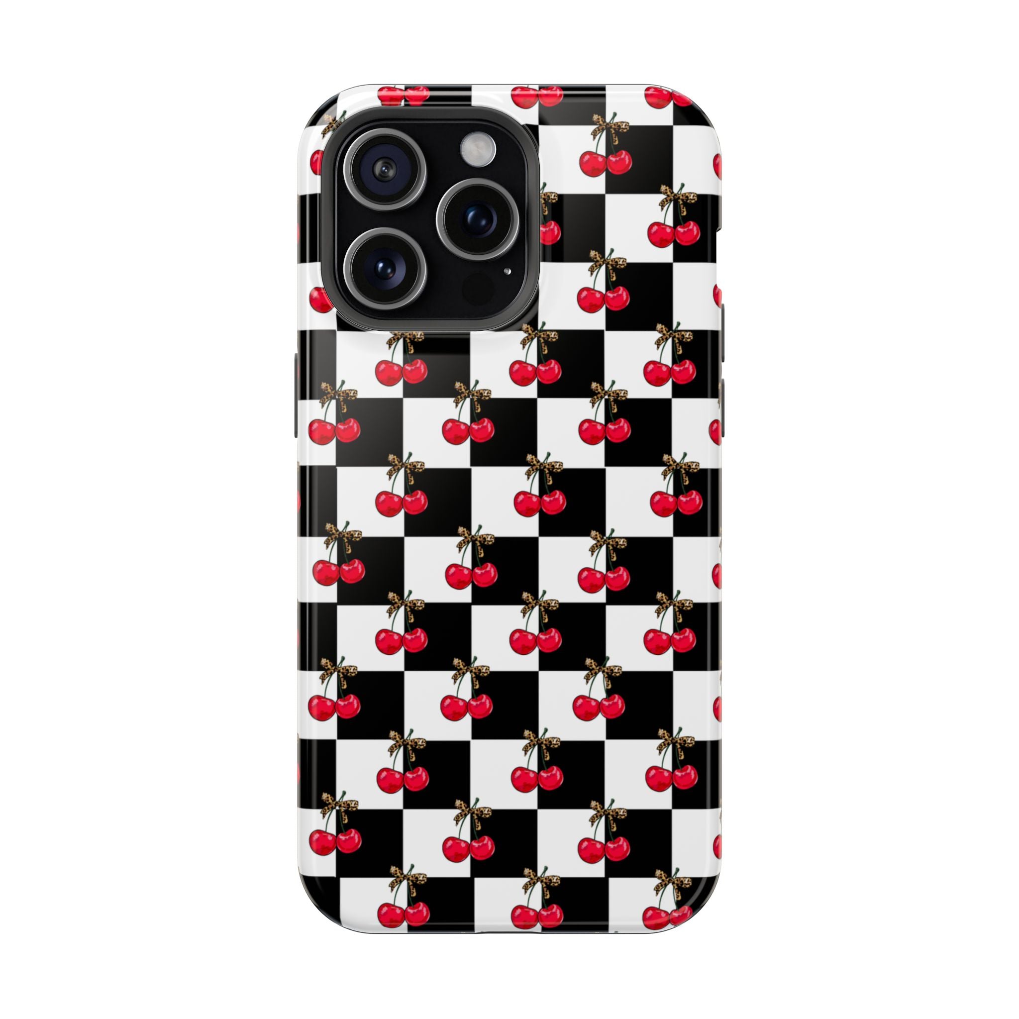 Cherry Checkerboard Impact-Resistant Magnetic Phone Case - iPhone 13 - iPhone 17