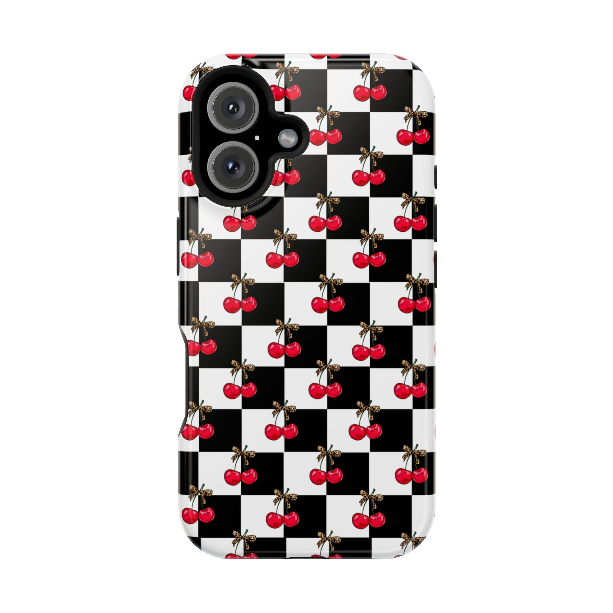 Cherry Checkerboard Impact-Resistant Magnetic Phone Case - iPhone 13 - iPhone 17