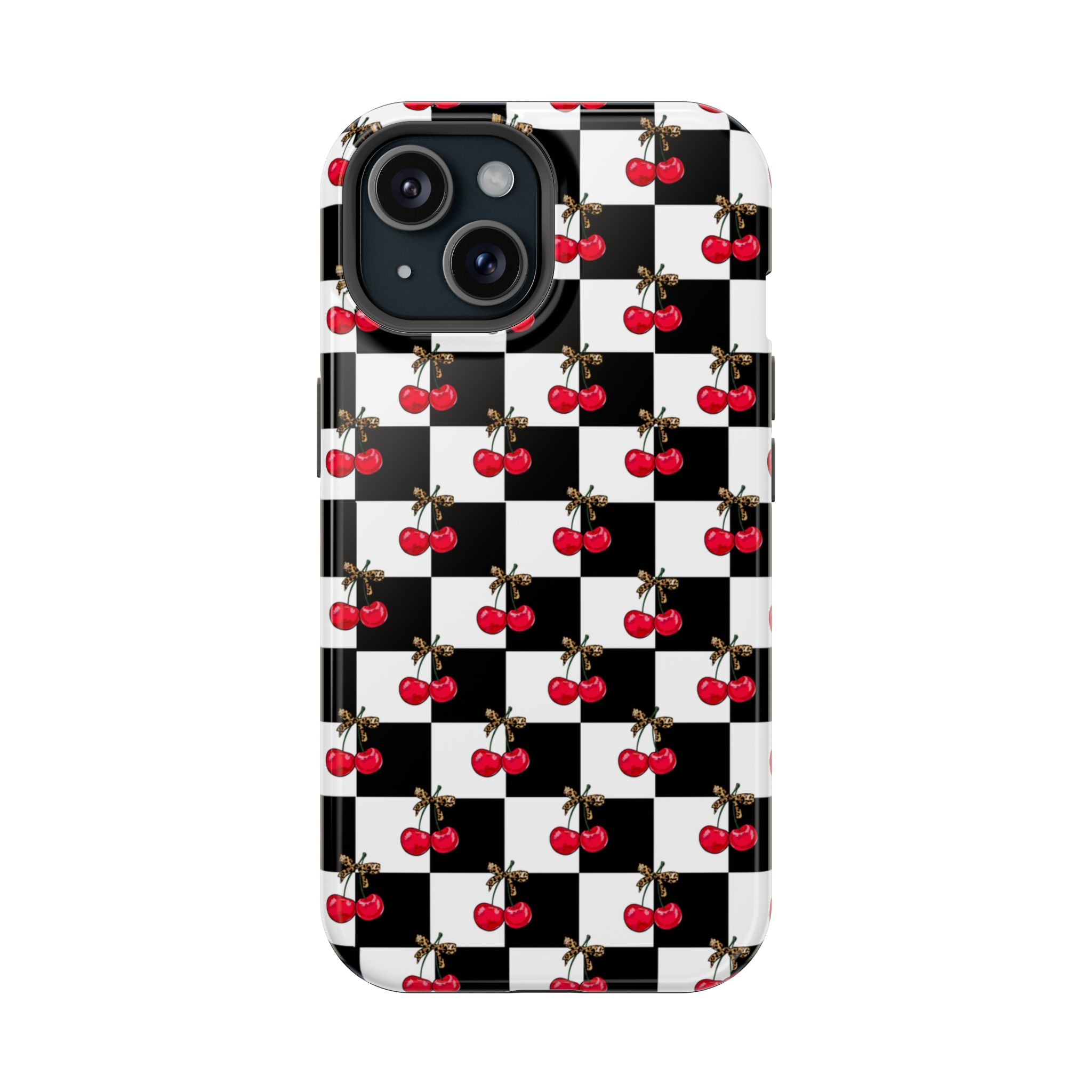 Cherry Checkerboard Impact-Resistant Magnetic Phone Case - iPhone 13 - iPhone 17