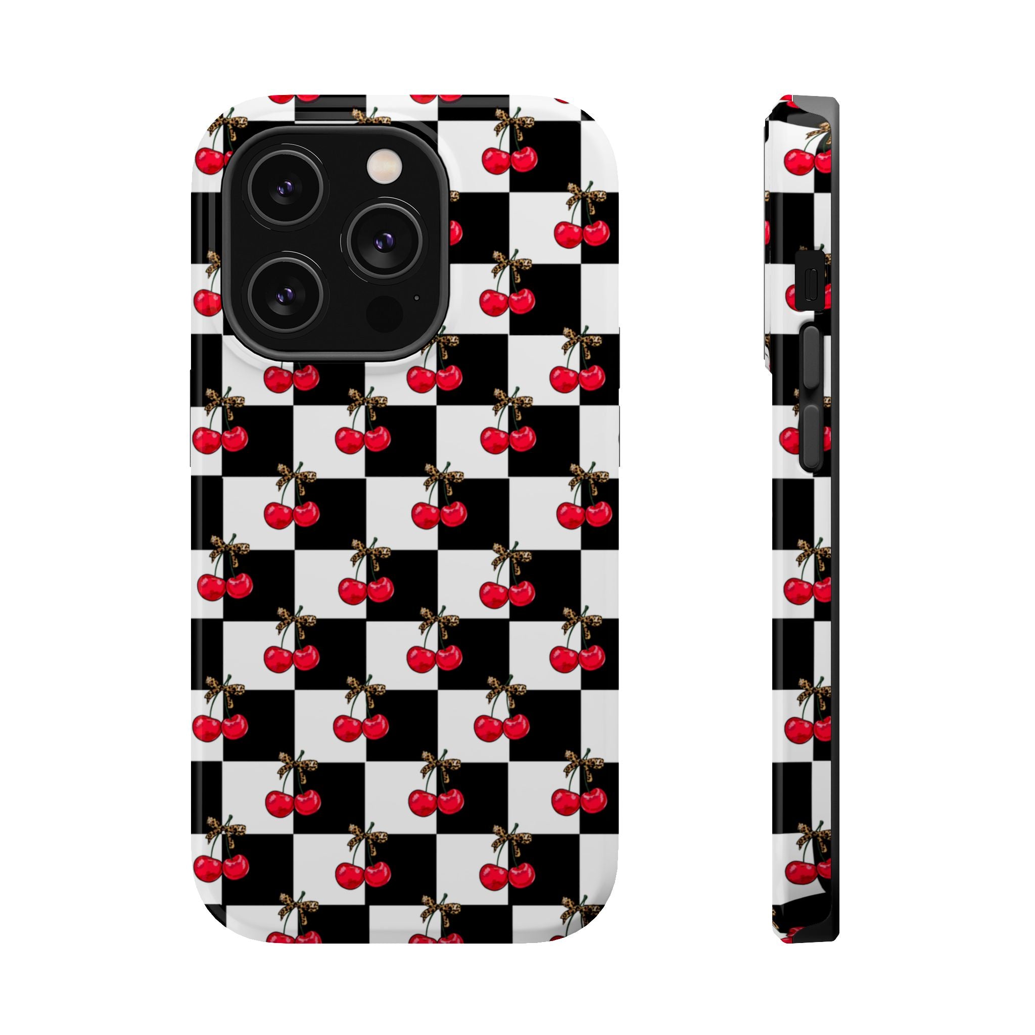 Cherry Checkerboard Impact-Resistant Magnetic Phone Case - iPhone 13 - iPhone 17