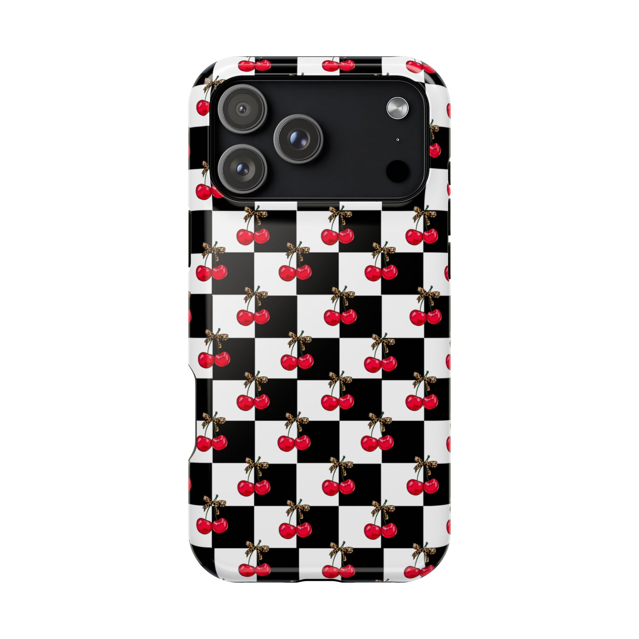 Cherry Checkerboard Impact-Resistant Magnetic Phone Case - iPhone 13 - iPhone 17