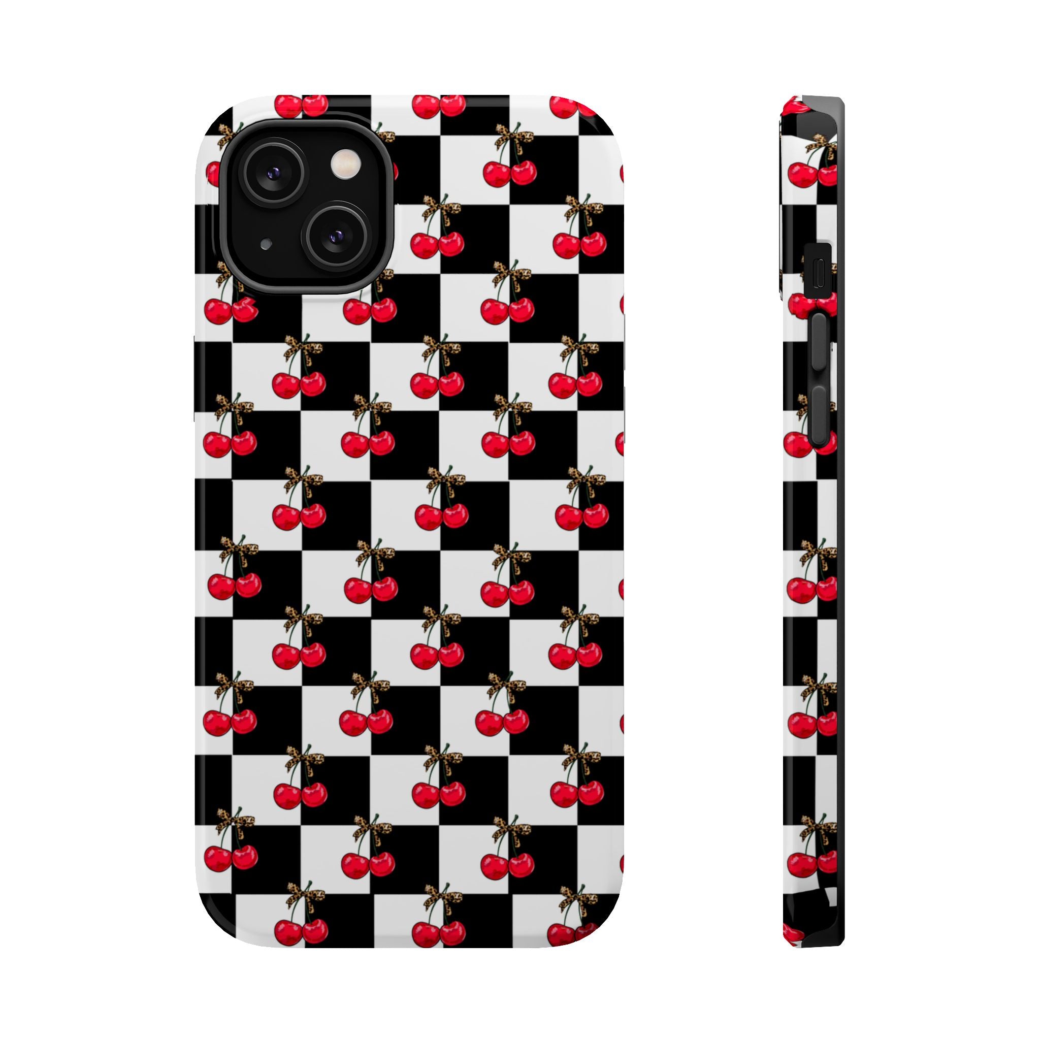 Cherry Checkerboard Impact-Resistant Magnetic Phone Case - iPhone 13 - iPhone 17