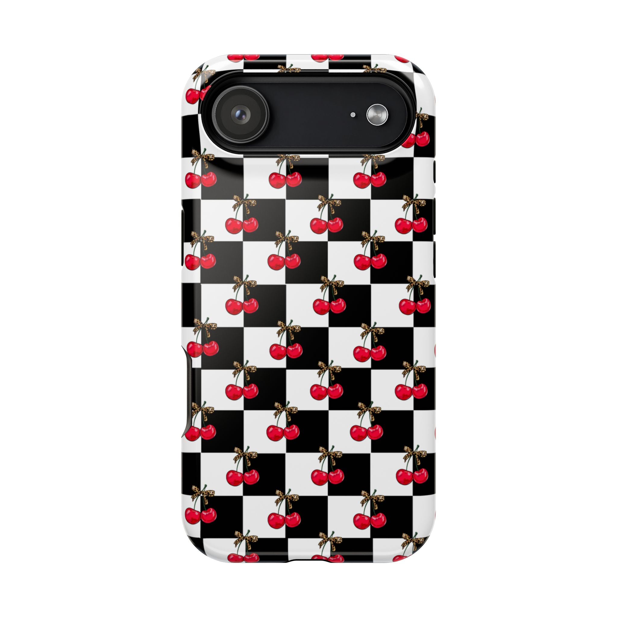 Cherry Checkerboard Impact-Resistant Magnetic Phone Case - iPhone 13 - iPhone 17