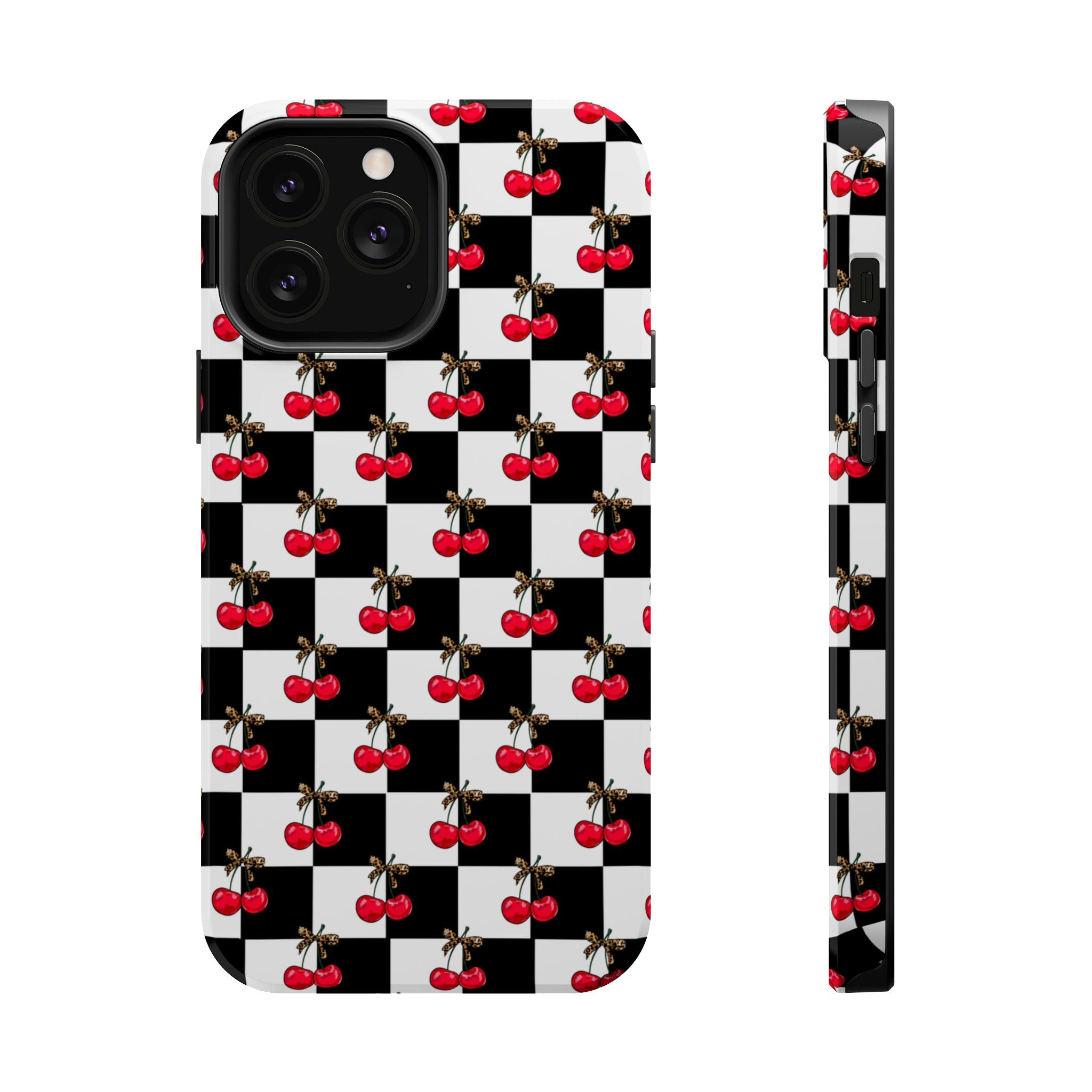 Cherry Checkerboard Impact-Resistant Magnetic Phone Case - iPhone 13 - iPhone 17