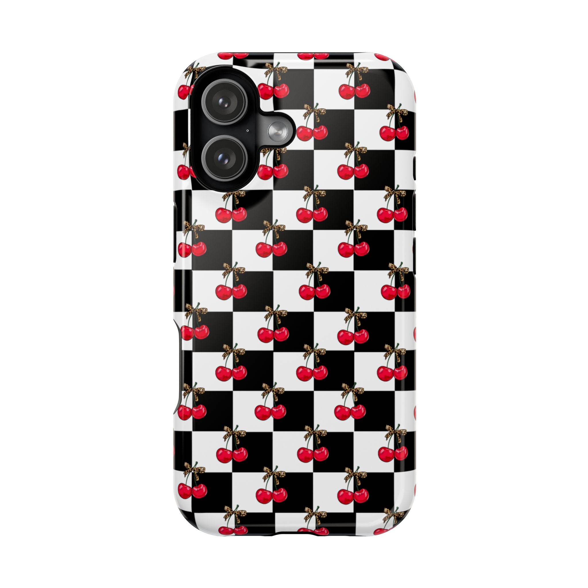 Cherry Checkerboard Impact-Resistant Magnetic Phone Case - iPhone 13 - iPhone 17
