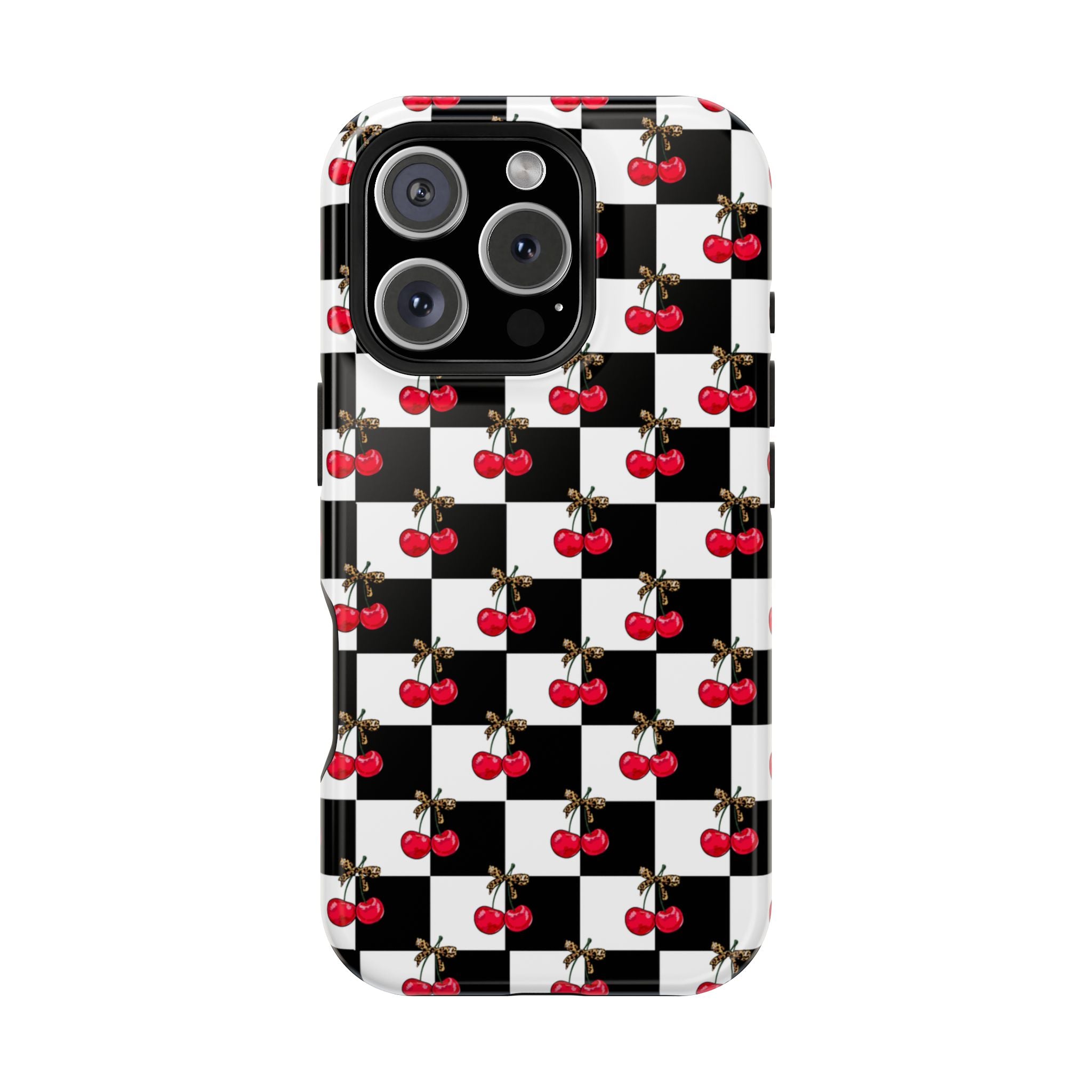 Cherry Checkerboard Impact-Resistant Magnetic Phone Case - iPhone 13 - iPhone 17
