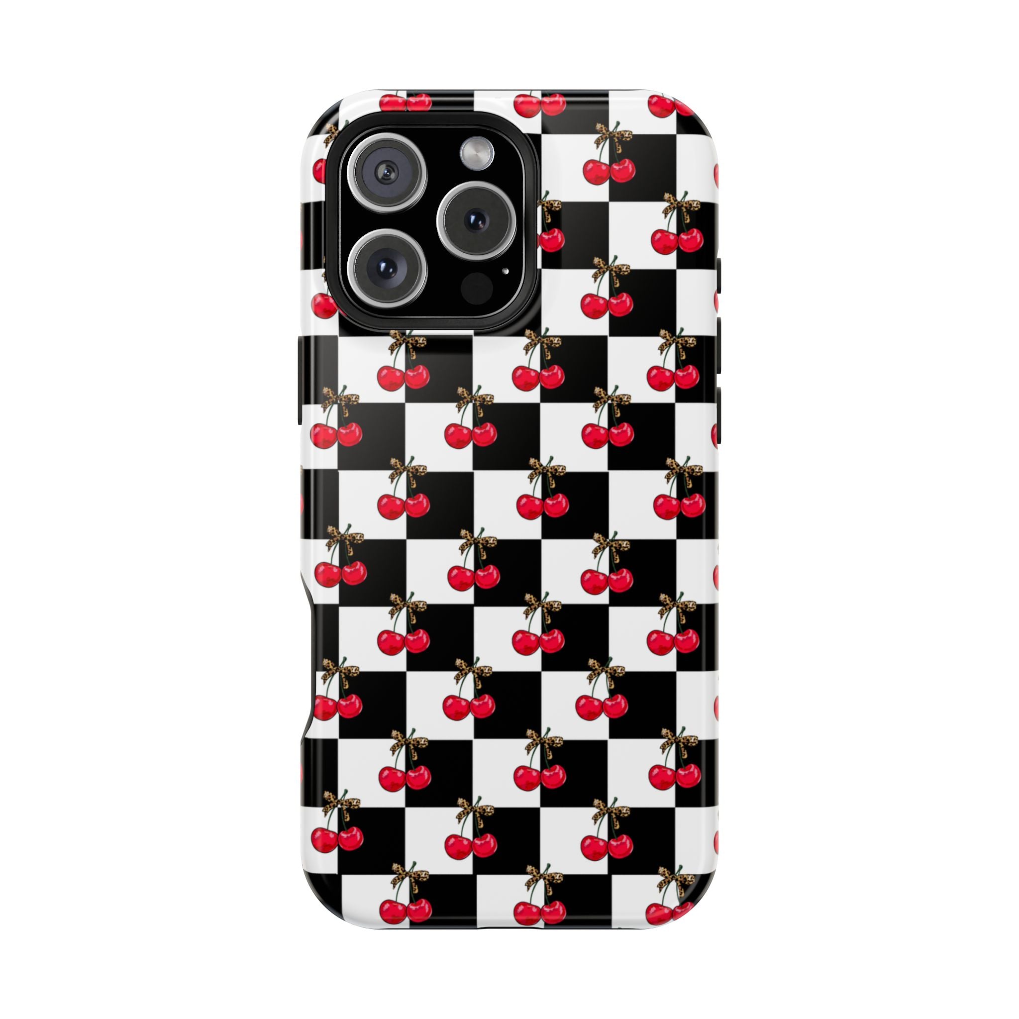 Cherry Checkerboard Impact-Resistant Magnetic Phone Case - iPhone 13 - iPhone 17